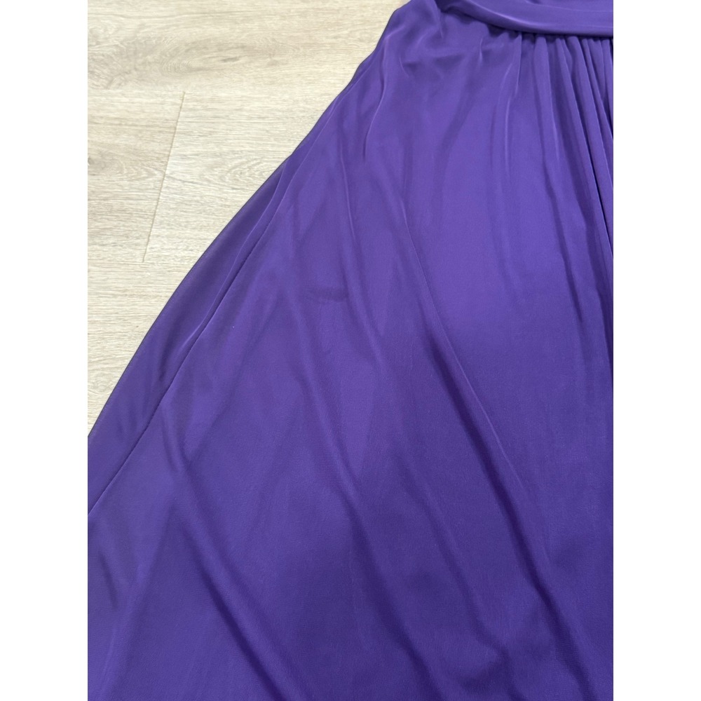 Cindy Purple One Shoulder Chiffon Maxi Gown Rosette Formal Dress XL Wedding Prom - Picture 11 of 13